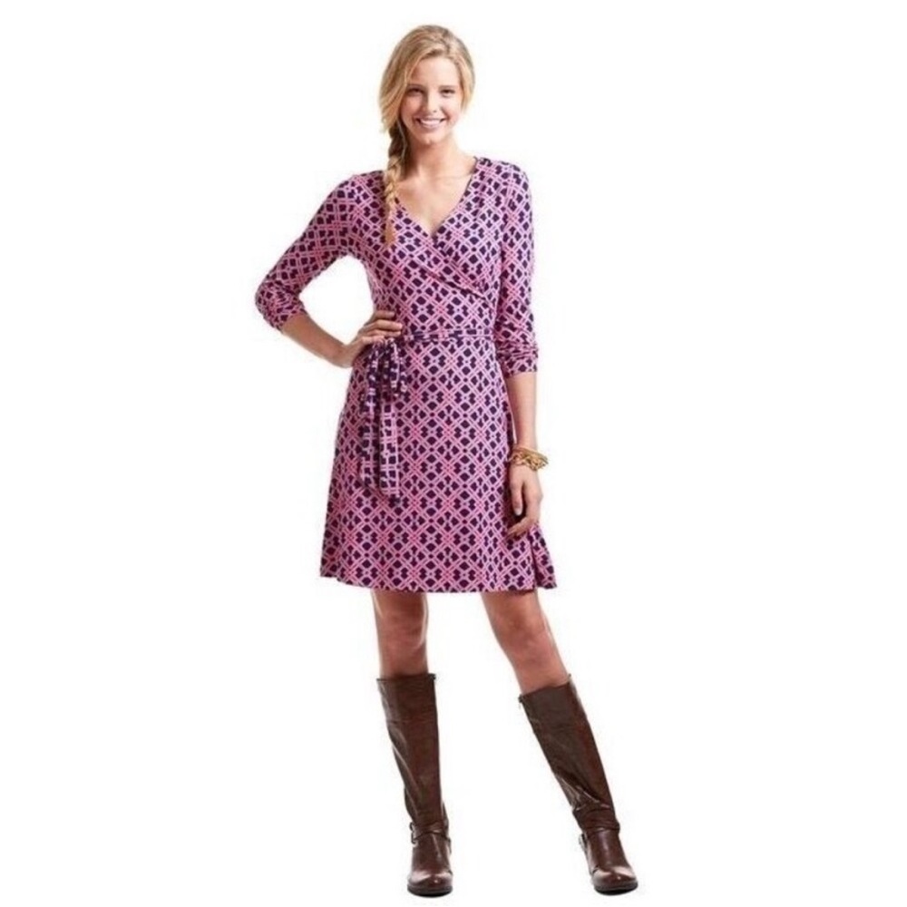 Vineyard Vines Long Sleeve V-Neck Wrap Dress, Size M